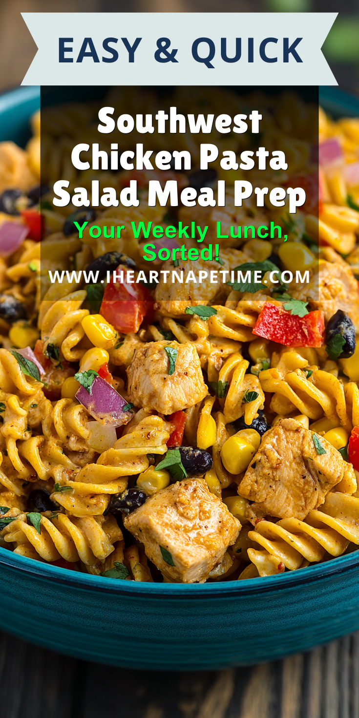 Southwest Chicken Pasta Salad Meal Prep served warm with cozy spices
