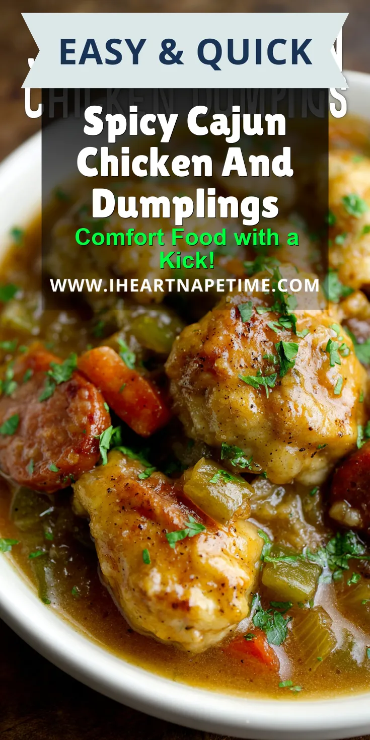 Spicy Cajun Chicken And Dumplings served warm with gentle spices and a cozy aroma