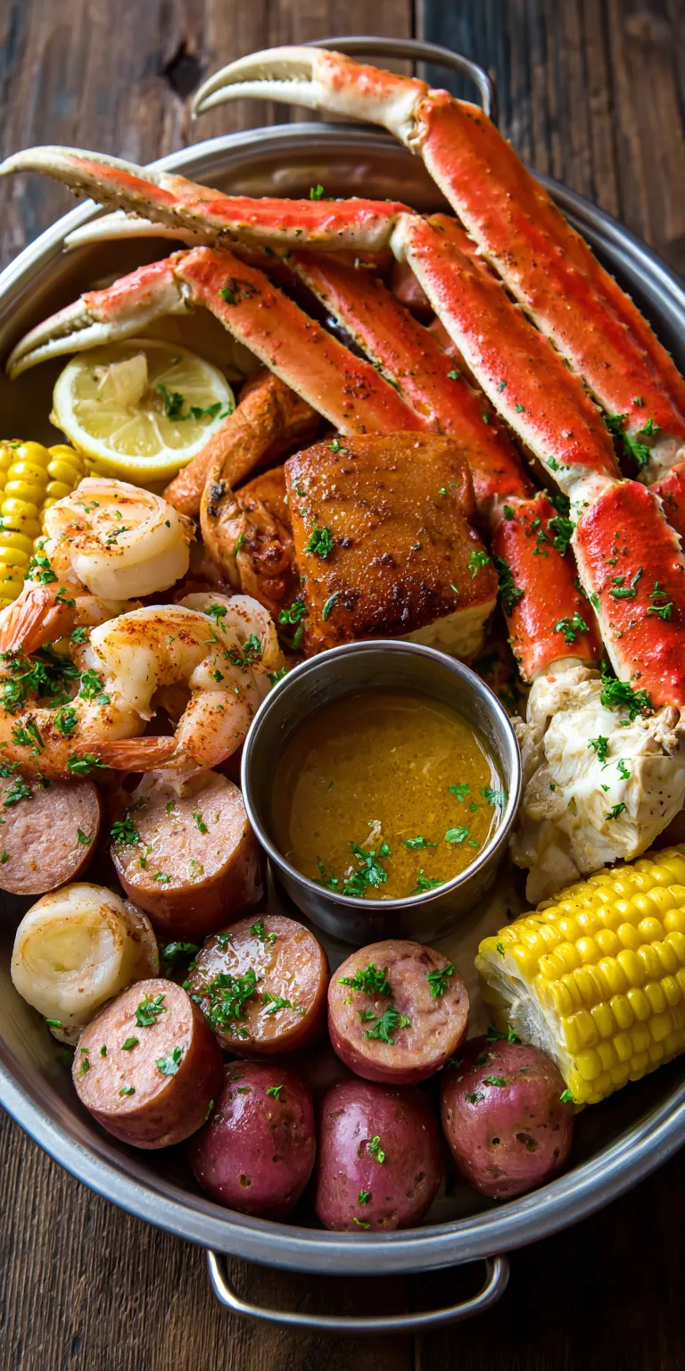 Spicy Crab Leg Seafood Boil served warm with cozy spices