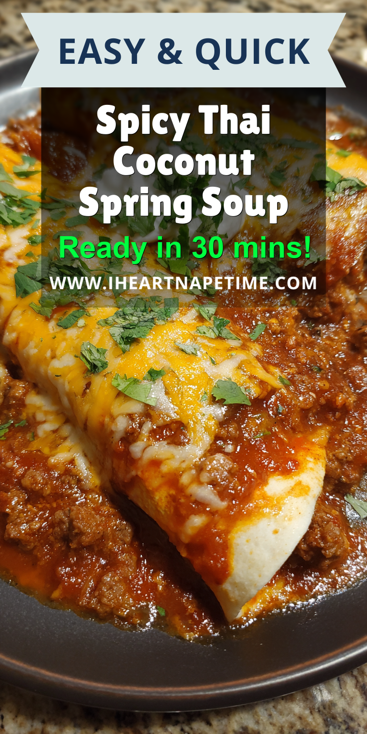 Spicy Thai Coconut Spring Soup served warm with cozy spices