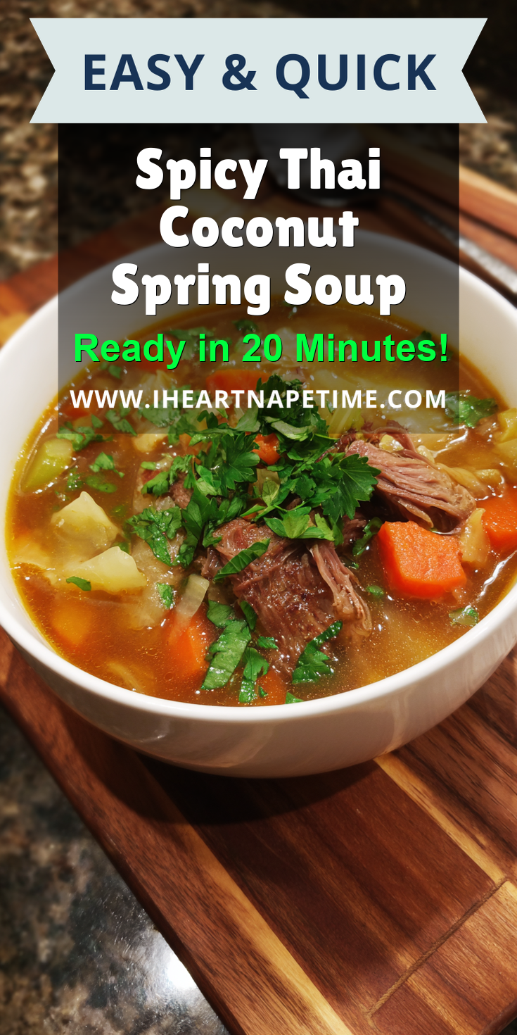 Spicy Thai Coconut Spring Soup served warm with cozy spices