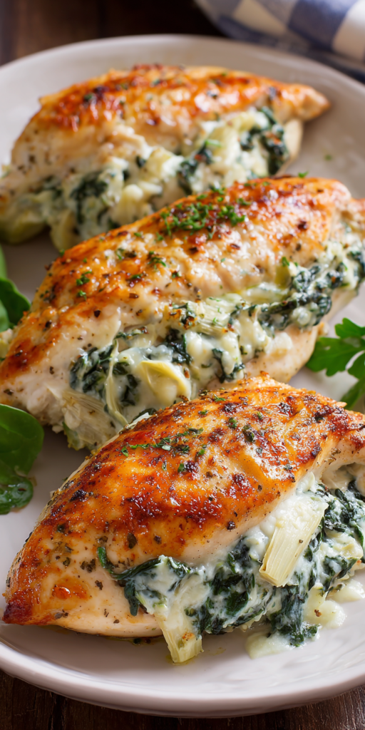 Spinach Artichoke Stuffed Easy Chicken Recipe