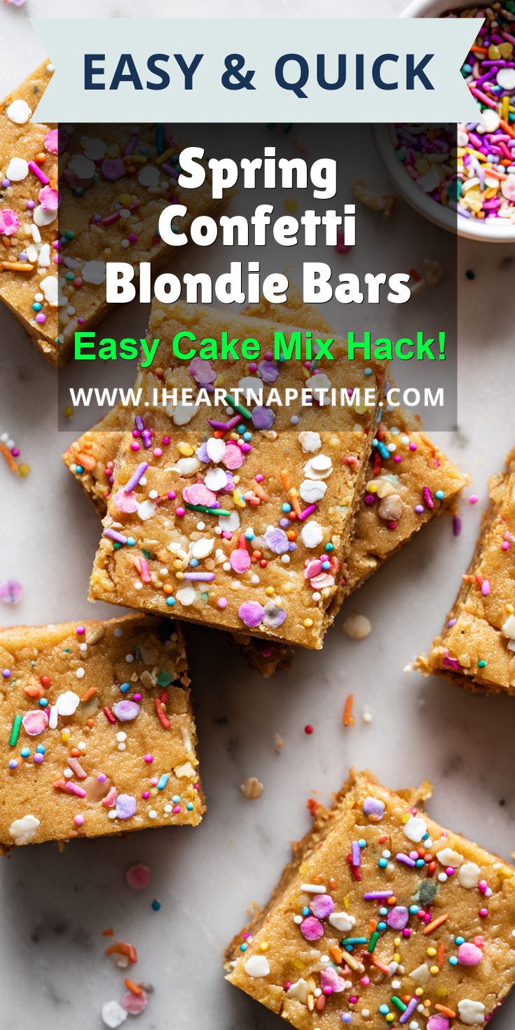 Spring Confetti Blondie Bars served warm with cozy spices