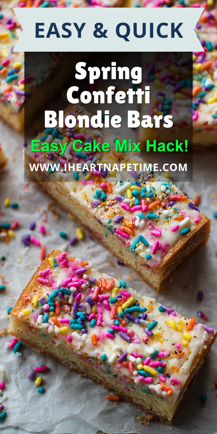 Spring Confetti Blondie Bars served warm with cozy spices