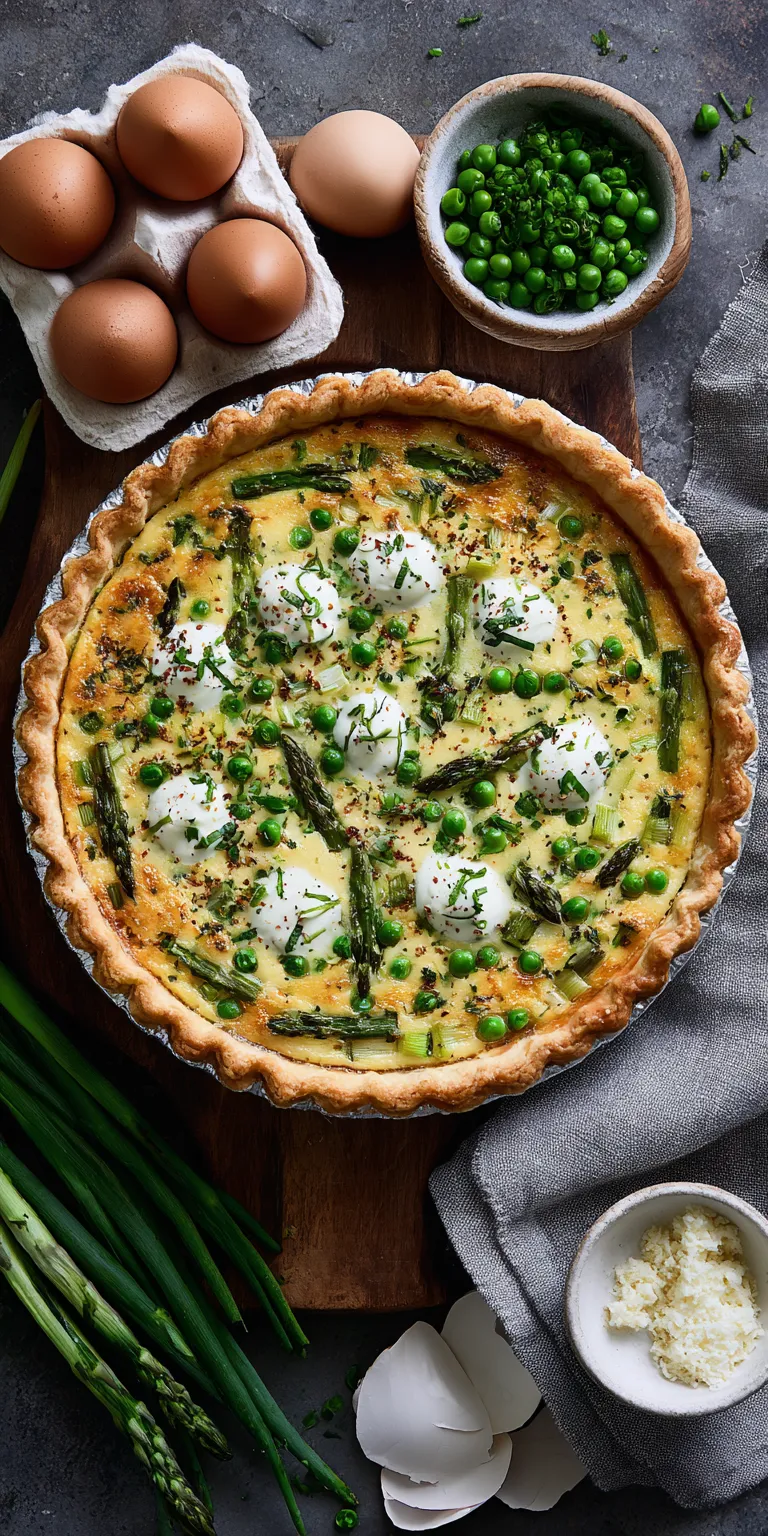Spring Vegetable Quiche with Goat Cheese served warm with cozy spices