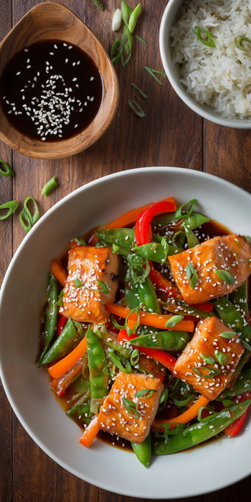 Sticky Sesame Salmon Stir Fry Recipe