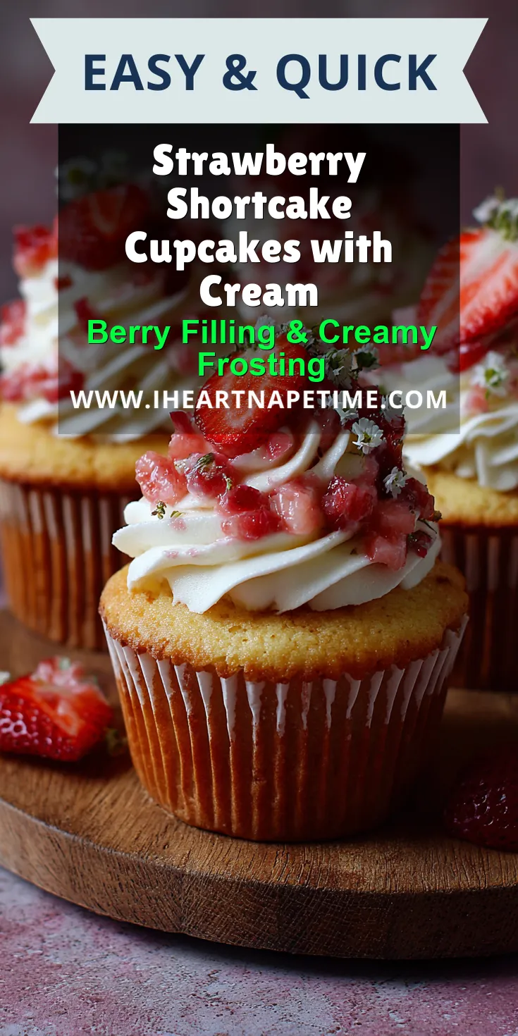 Strawberry Shortcake Cupcakes with Cream served warm with cozy spices
