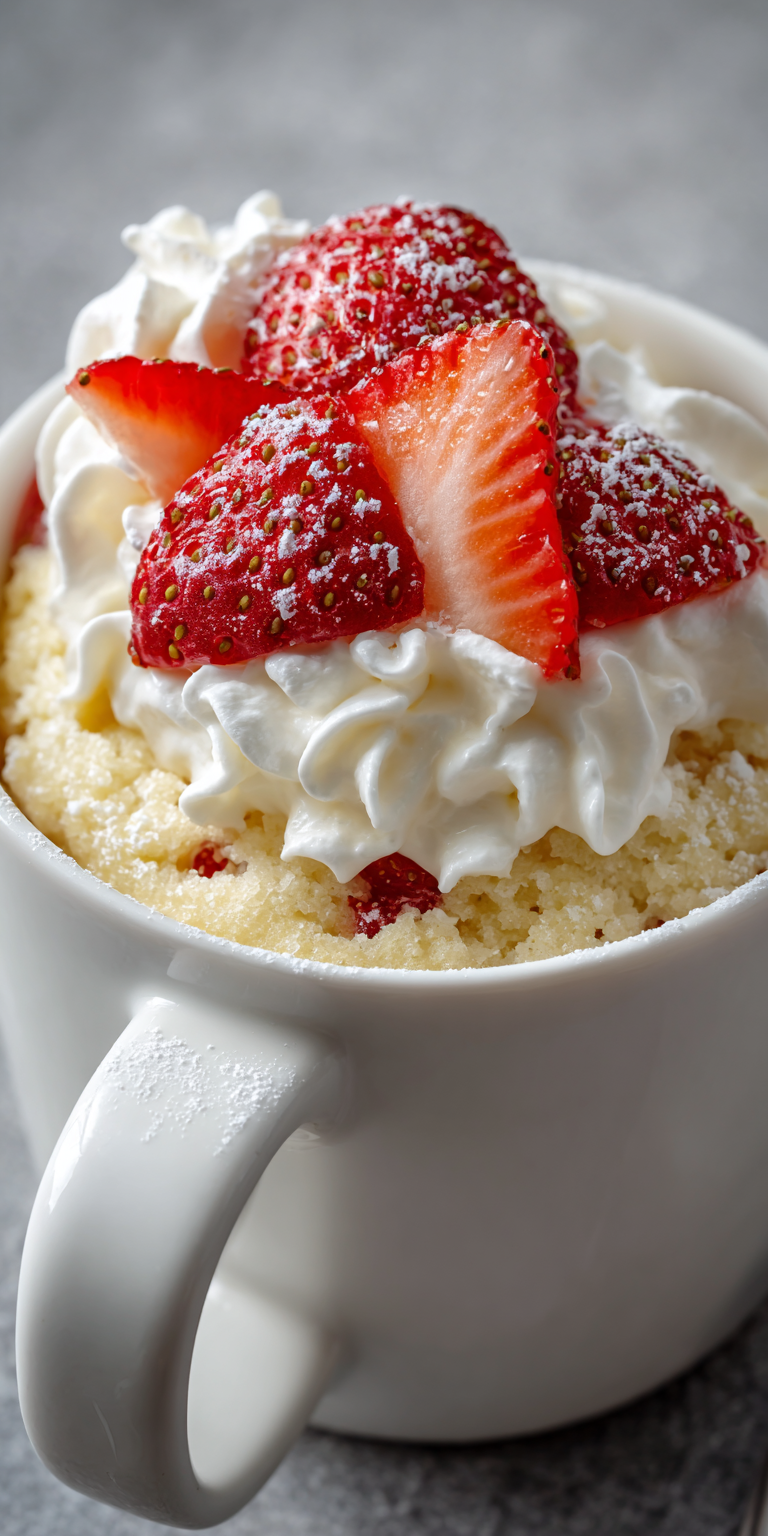 Strawberry Shortcake Mug Cake served warm with cozy spices