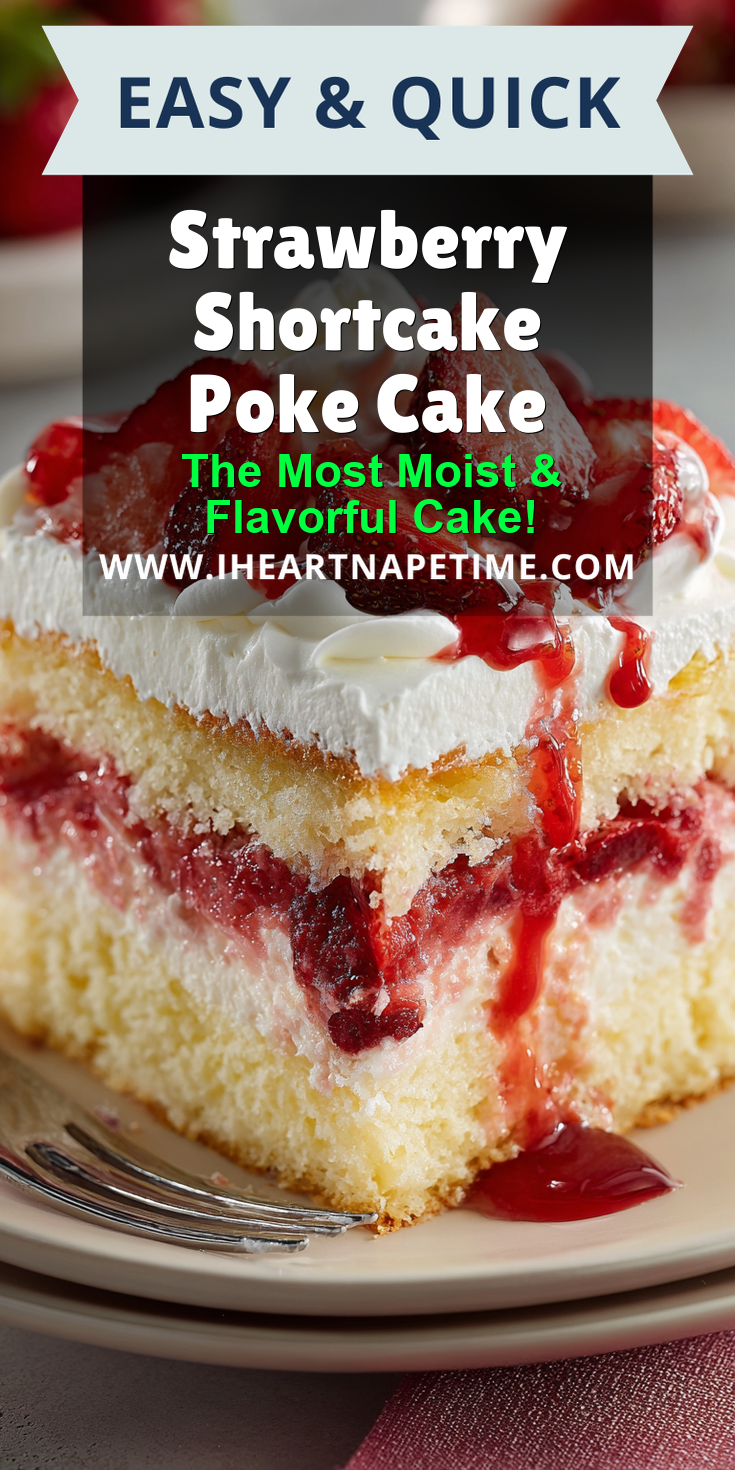 Strawberry Shortcake Poke Cake served warm with cozy spices