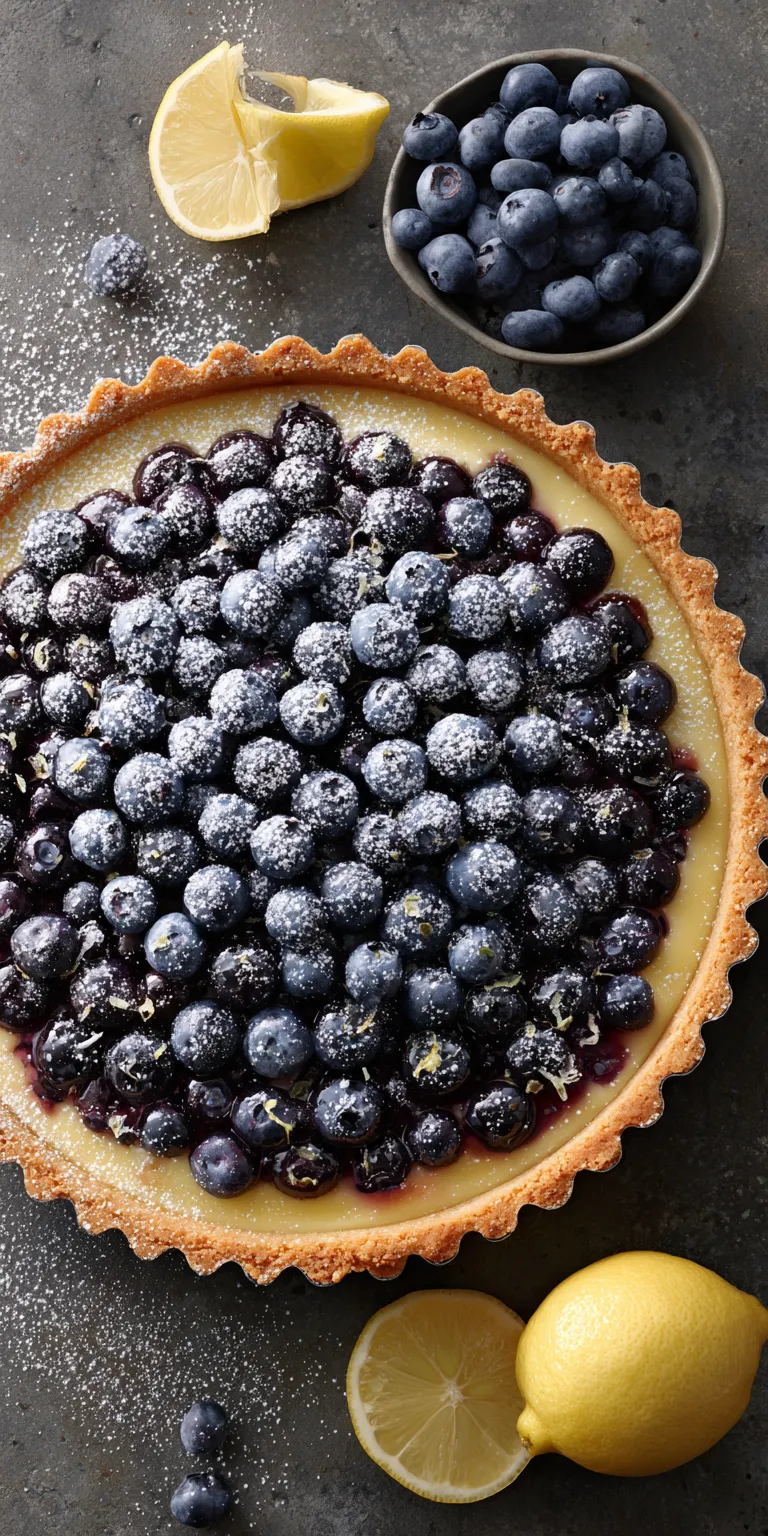 Stunning Blueberry Lemon Tart served warm with cozy spices