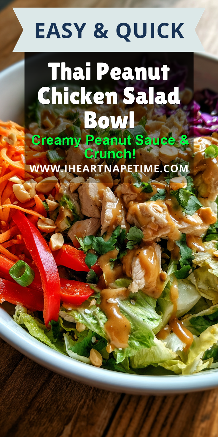 Thai Peanut Chicken Salad Bowl served warm with cozy spices