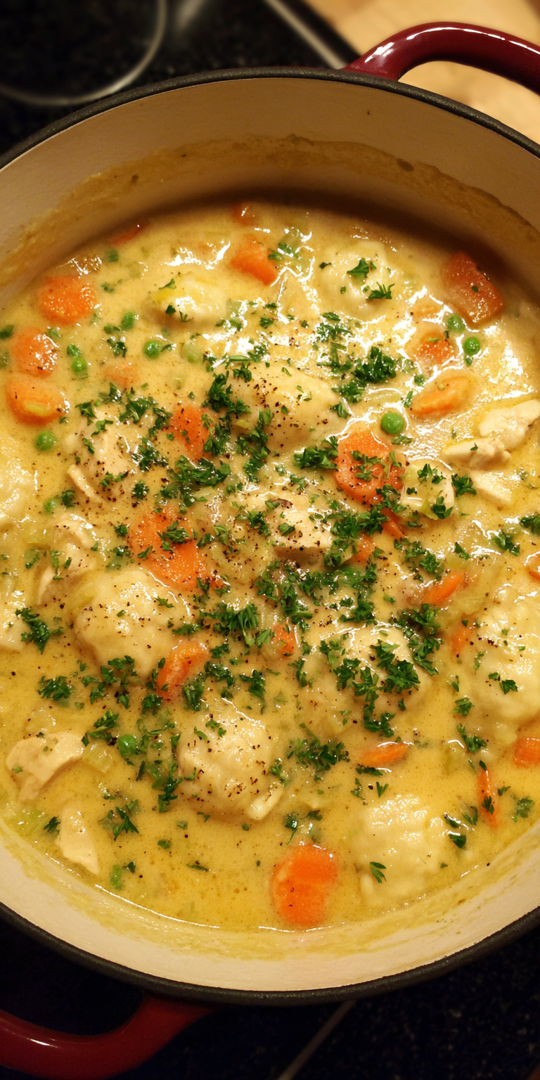 Tortilla Hack Chicken And Dumplings served warm with cozy spices