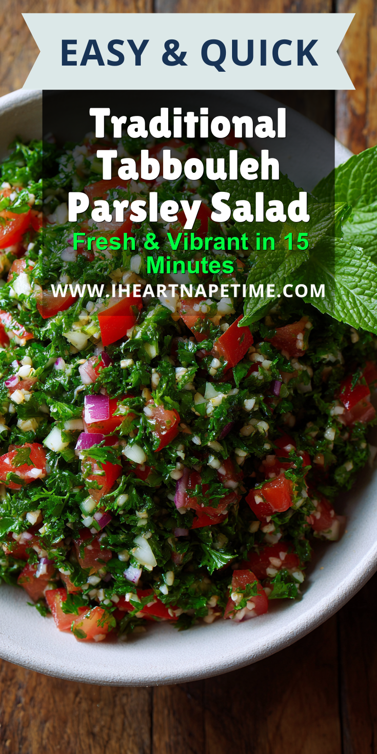 Traditional Tabbouleh Parsley Salad served warm with cozy spices