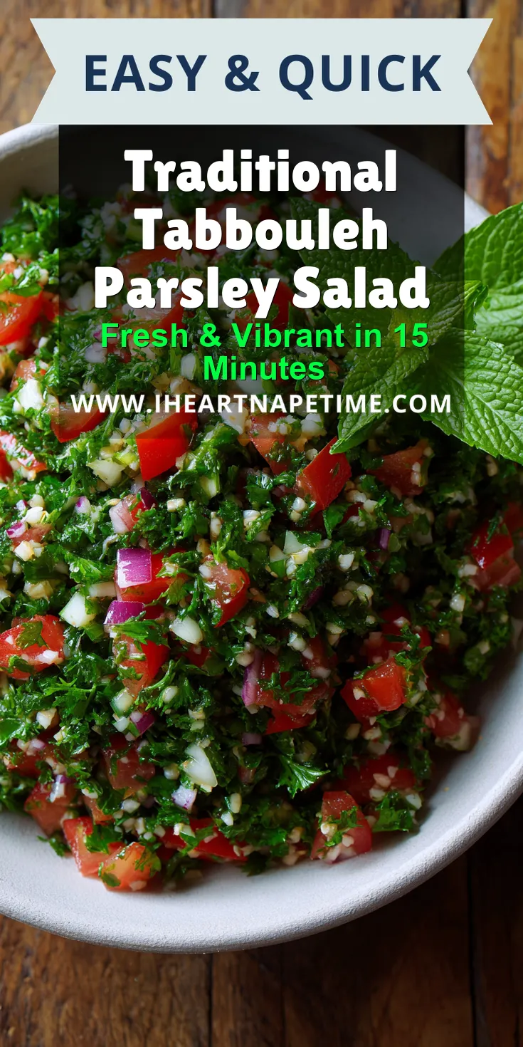 Traditional Tabbouleh Parsley Salad served warm with cozy spices