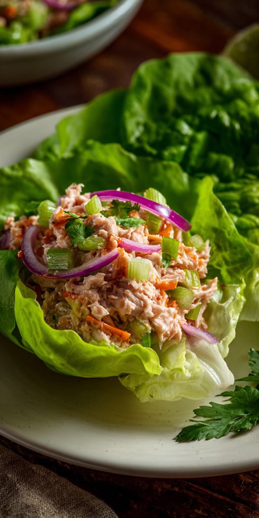 Tuna Salad Lettuce Wraps Healthy Lunch Recipe