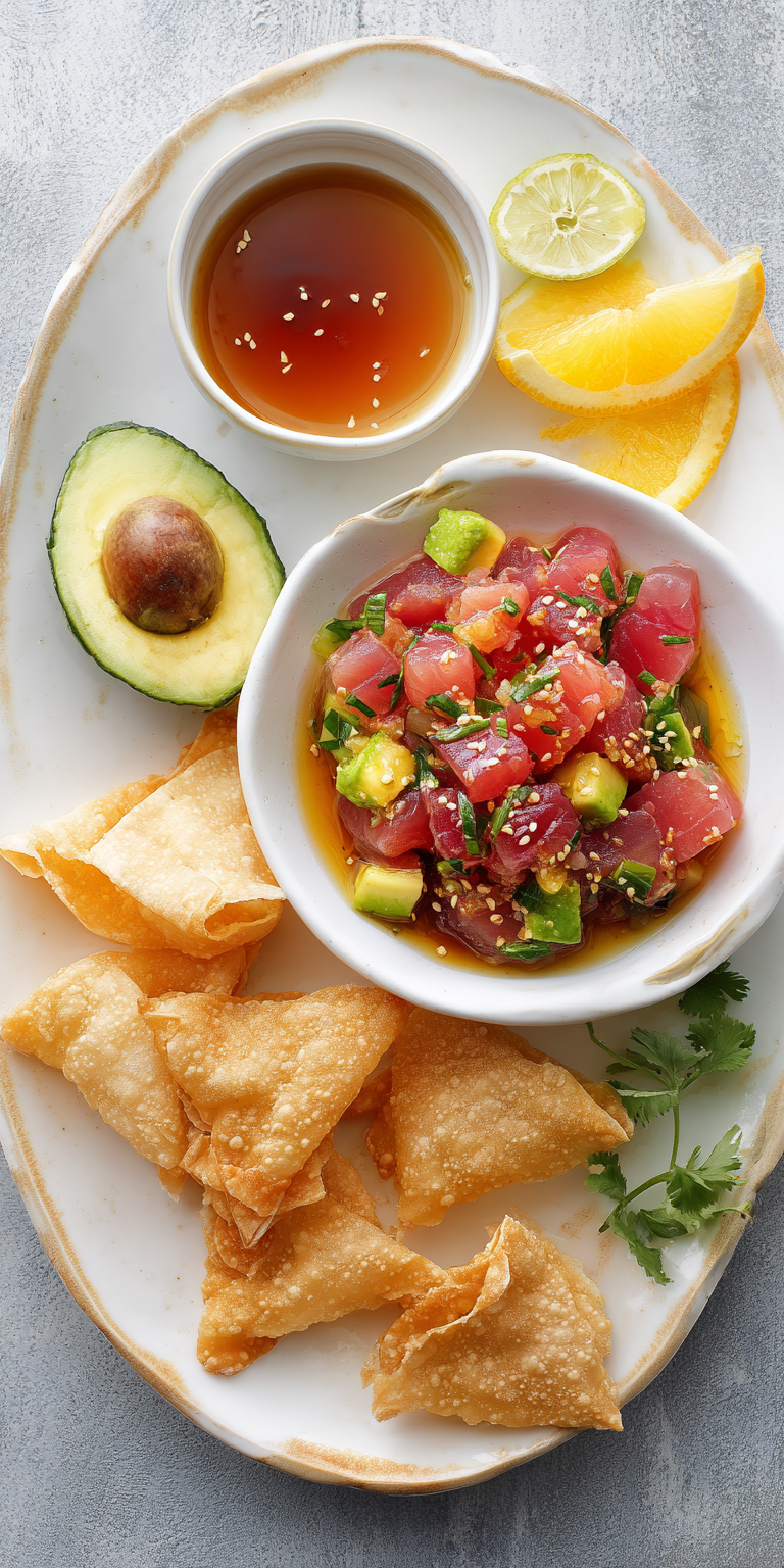 Tuna Tartare Raw Seafood Dishes served warm with cozy spices