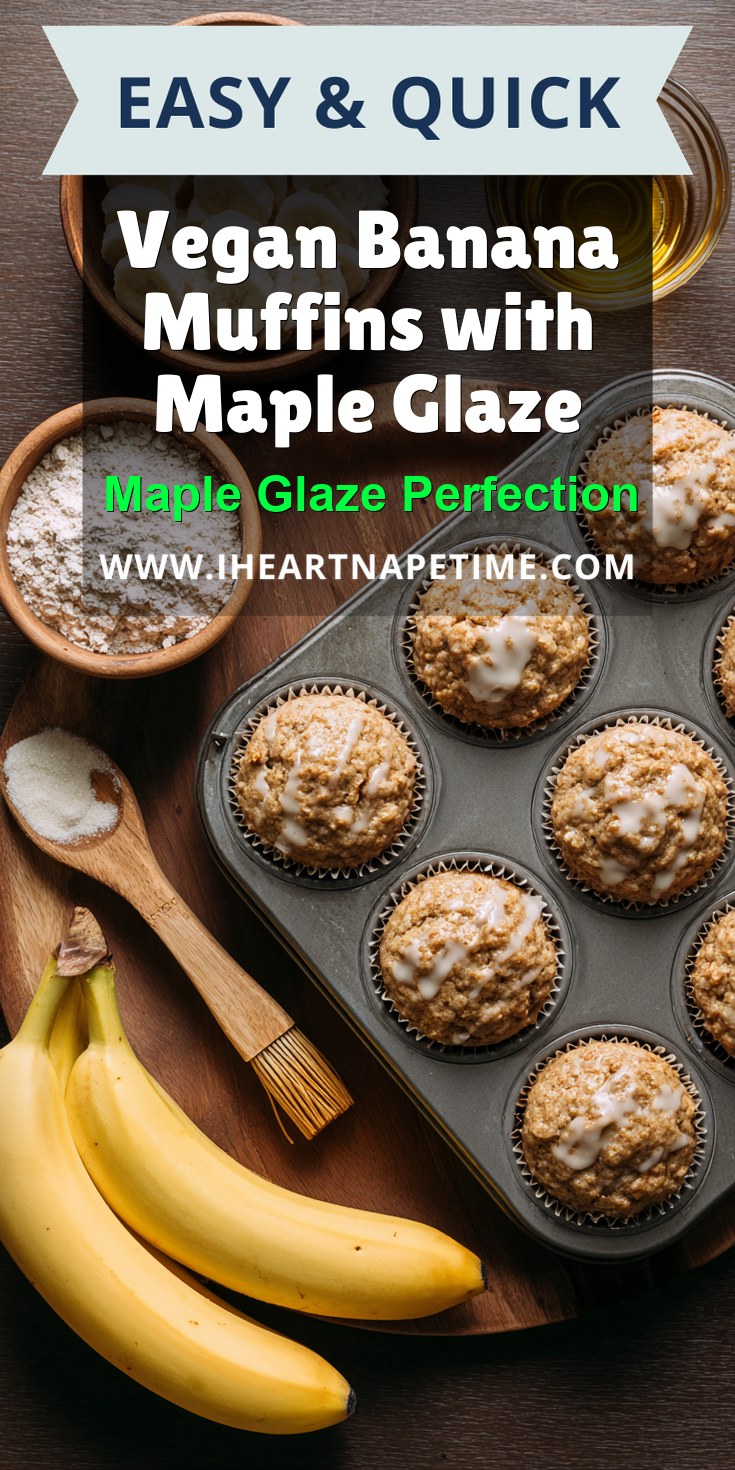 Vegan Banana Muffins with Maple Glaze served warm with cozy spices