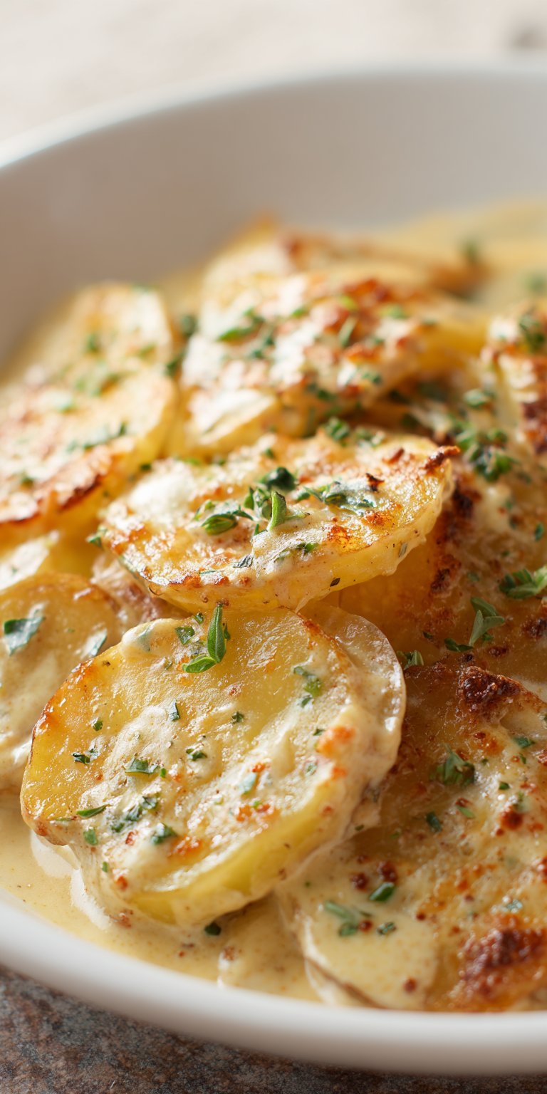 Vegan Dairy Free Scalloped Potatoes served warm with cozy spices