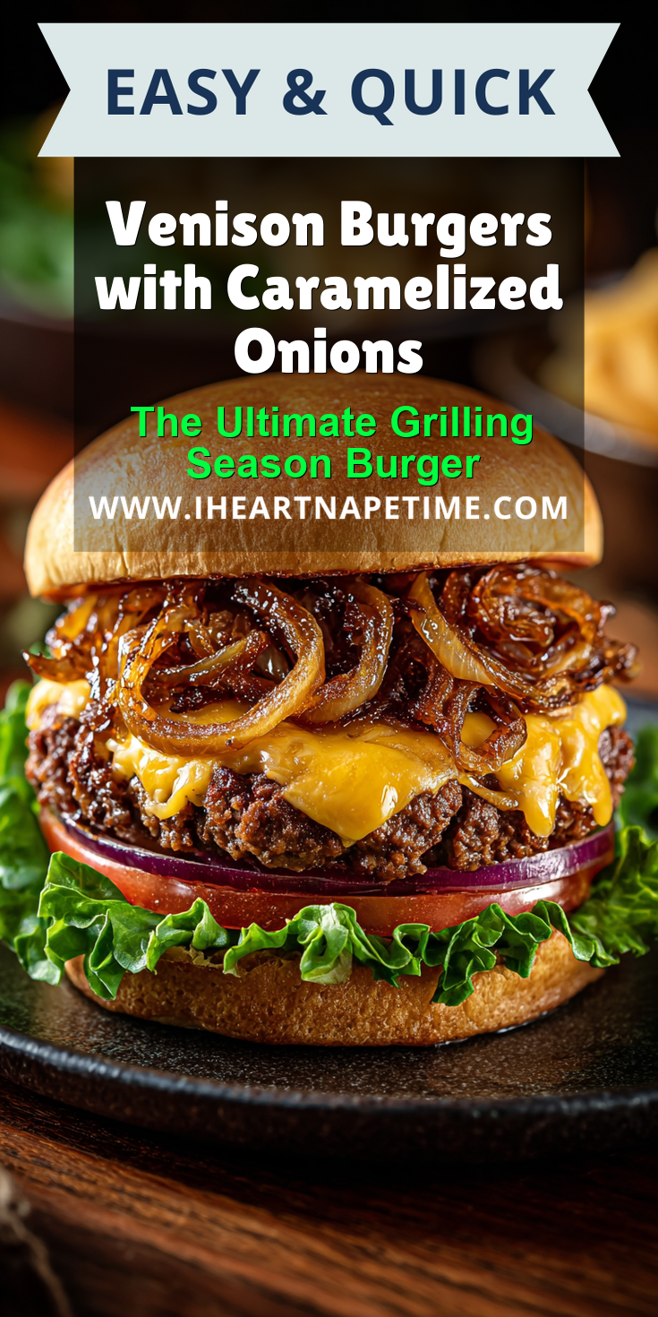 Venison Burgers with Caramelized Onions served warm with cozy spices