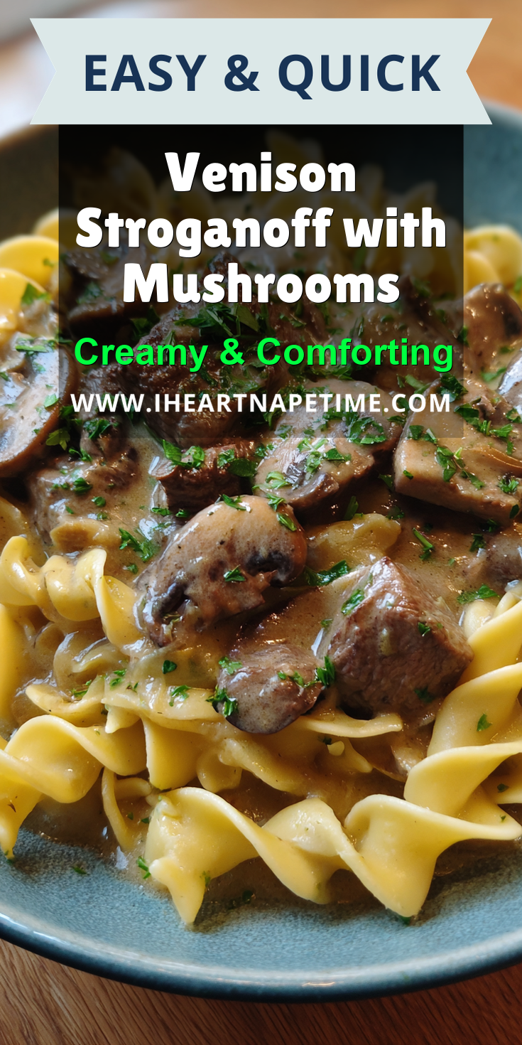 Venison Stroganoff with Mushrooms served warm with cozy spices