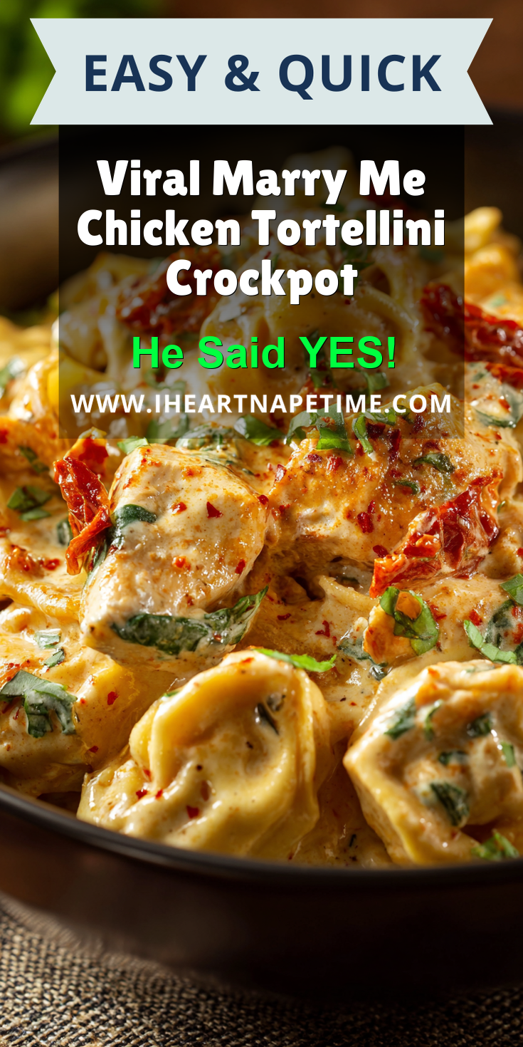 Viral Marry Me Chicken Tortellini Crockpot served warm with cozy spices