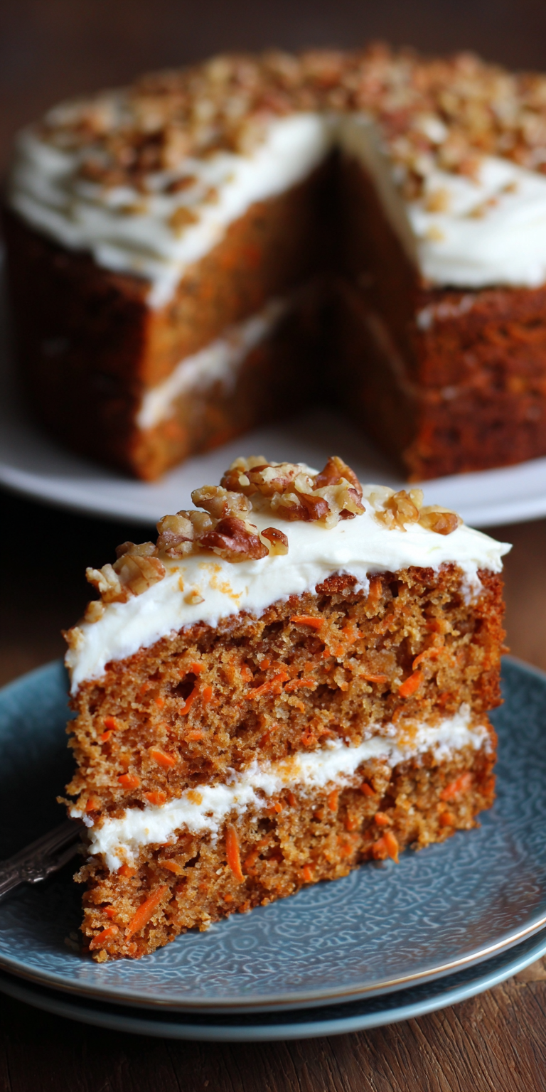 Whole Wheat Healthy Carrot Cake served warm with cozy spices
