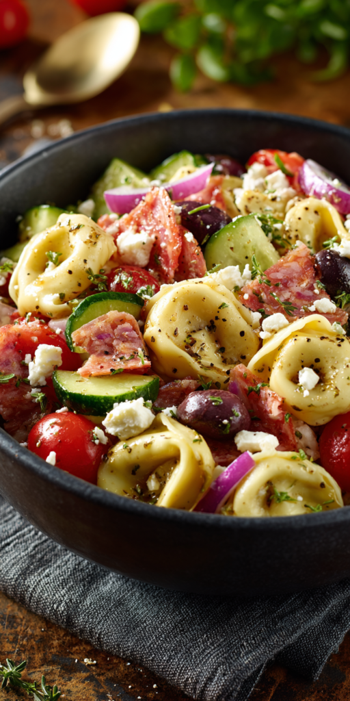 Zesty Greek Tortellini Pasta Salad Recipe