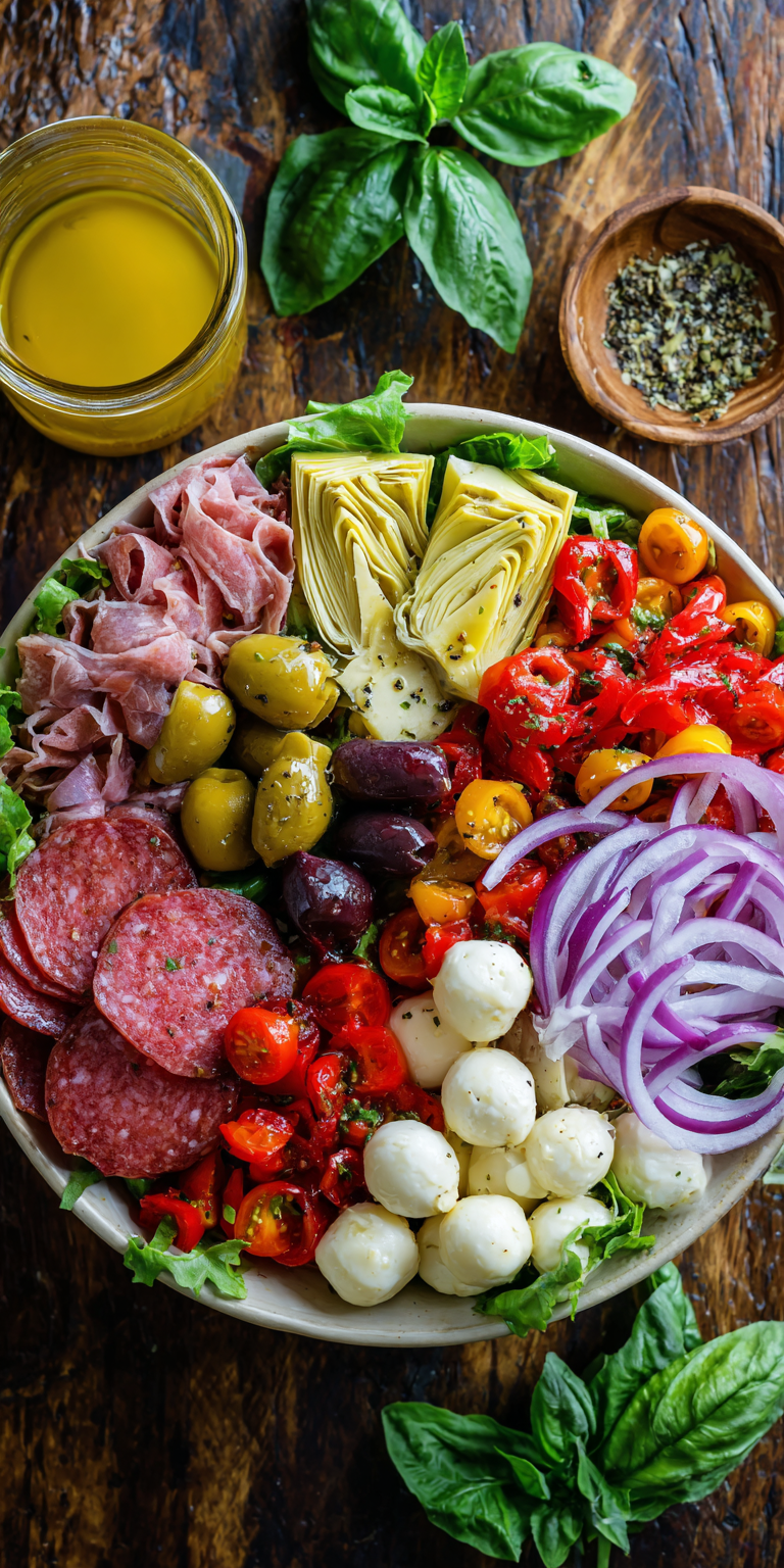 Antipasto Italian Salad Bowl served warm with cozy spices