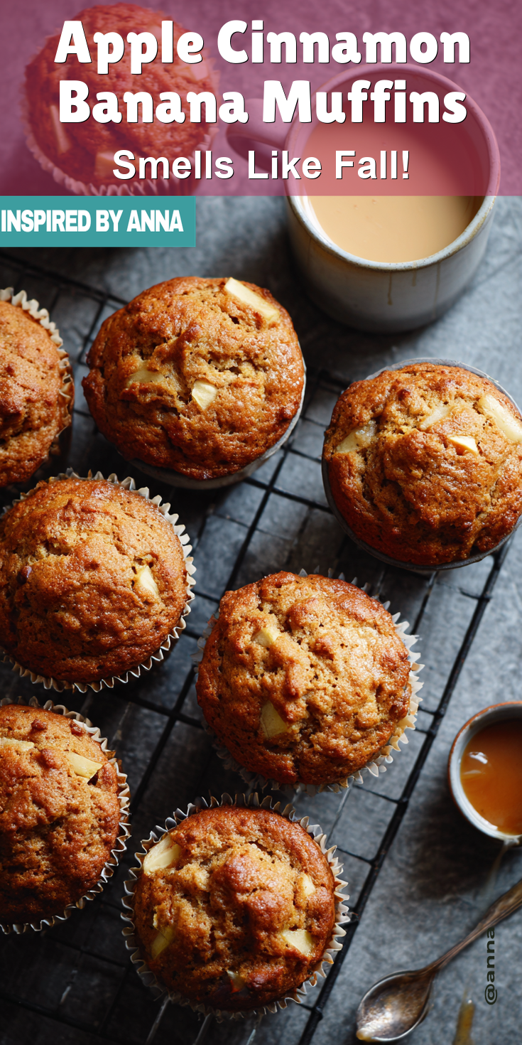 Apple Cinnamon Banana Muffins served warm with cozy spices