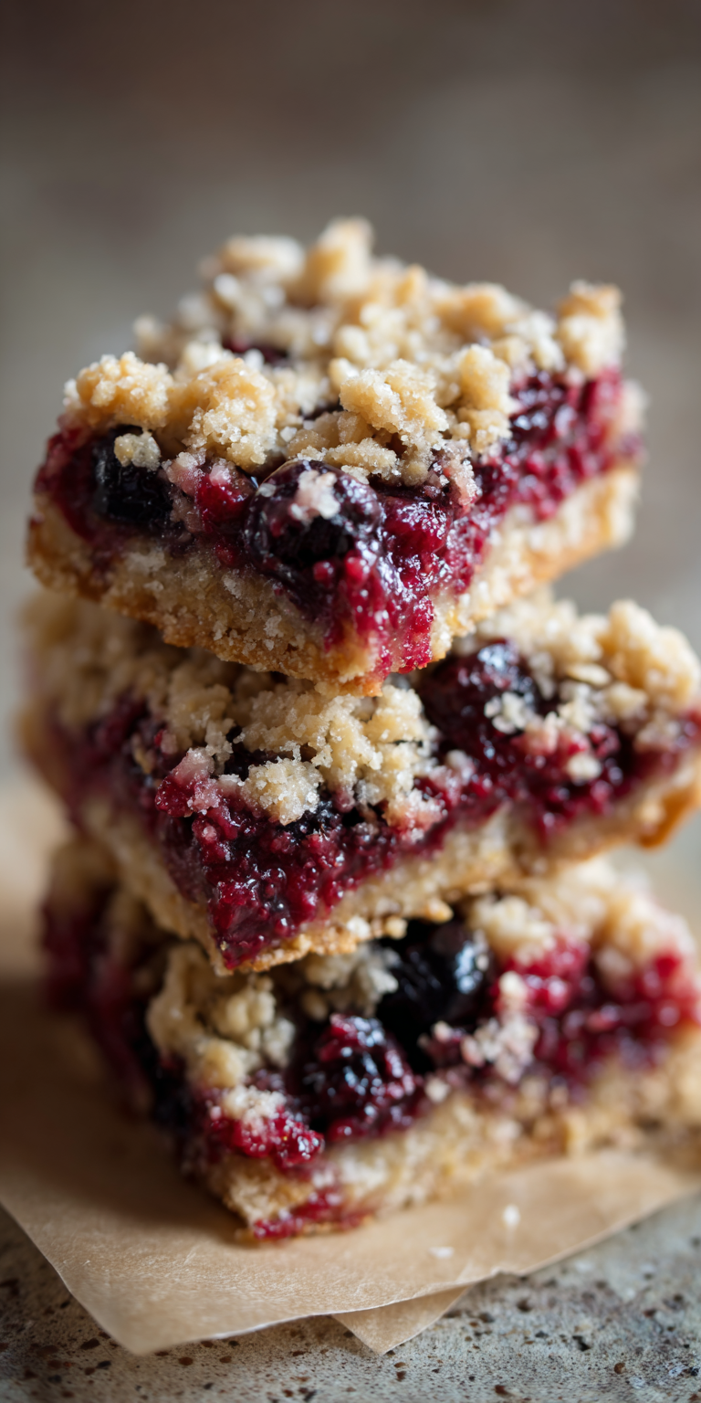 Berry Crumble Bars Dessert served warm with cozy spices