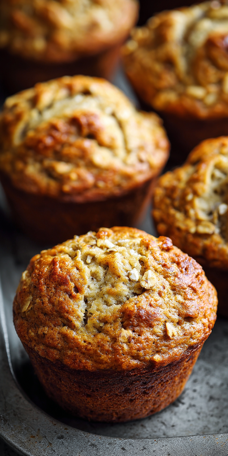Blender Flourless Banana Oatmeal Muffins served warm with cozy spices