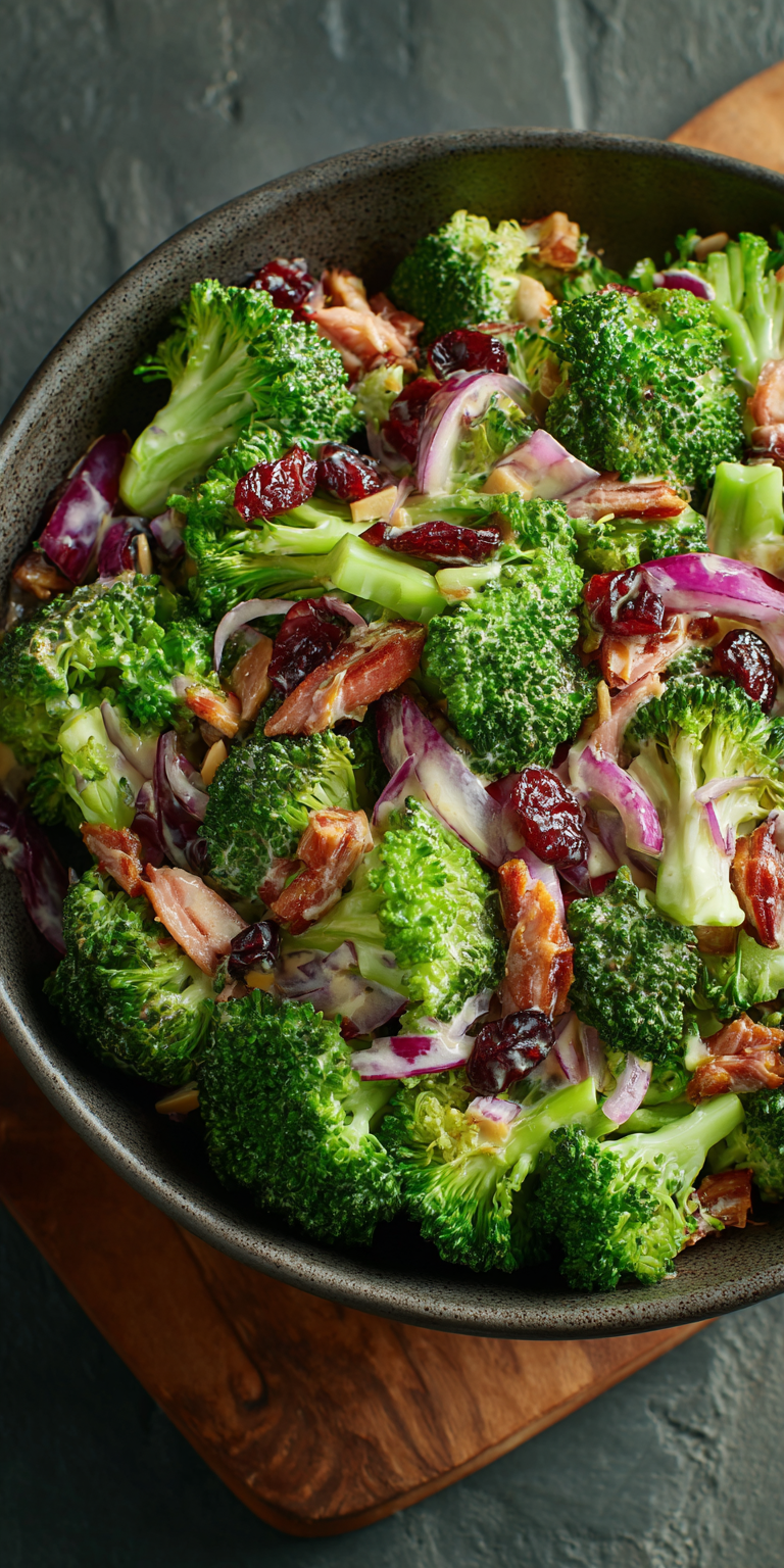 Broccoli Cheddar Bacon Salad Bowl served warm with cozy spices