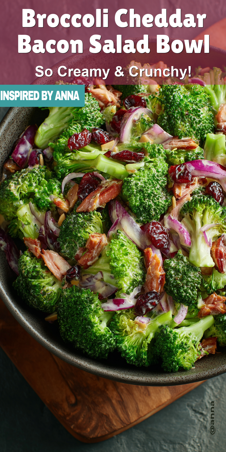 Broccoli Cheddar Bacon Salad Bowl served warm with cozy spices