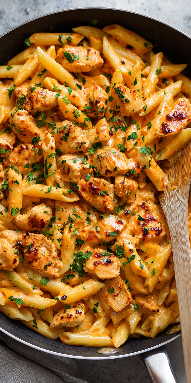 Buffalo Chicken Creamy Pasta served warm with cozy spices