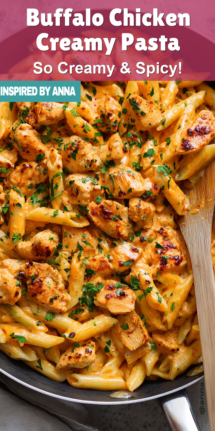 Buffalo Chicken Creamy Pasta served on a plate