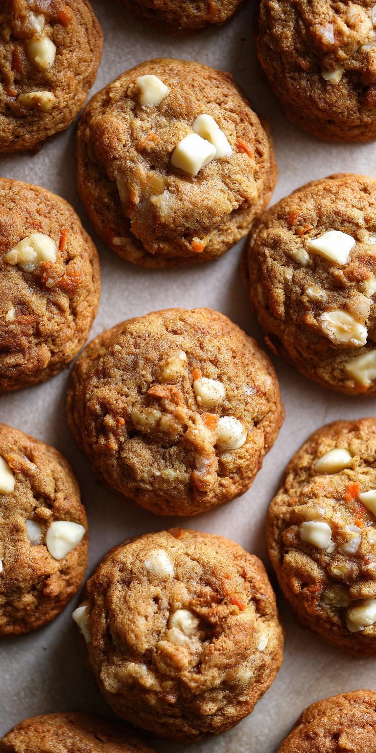 Carrot Cake Cookies with White Chocolate served warm with gentle spices and a cozy aroma