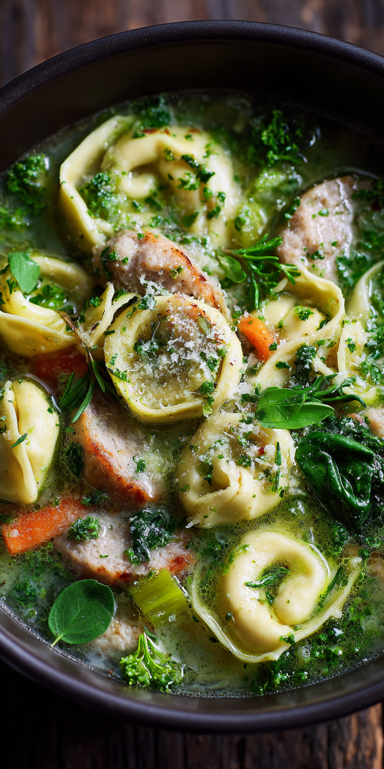 Cheese Tortellini in Broth Simple Recipe served warm with cozy spices