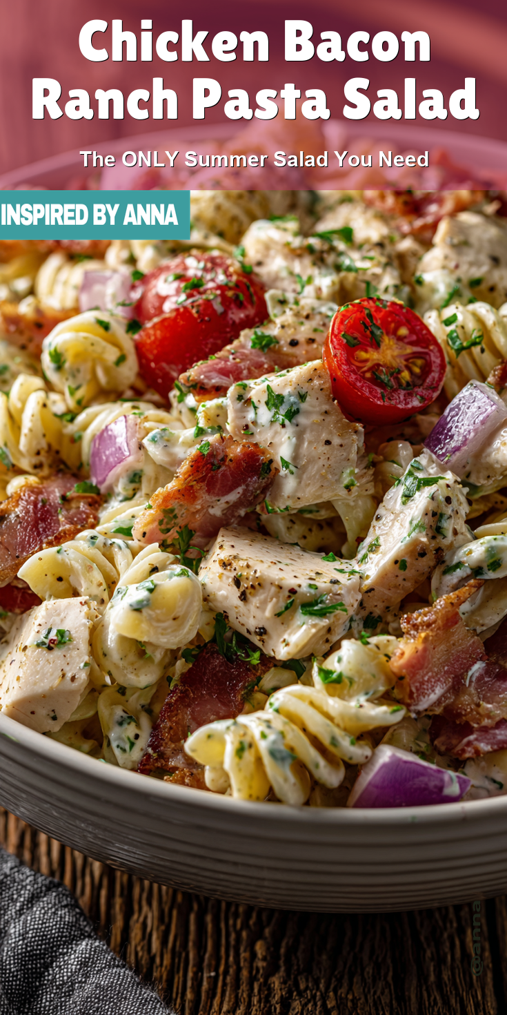 Chicken Bacon Ranch Pasta Salad served warm with cozy spices