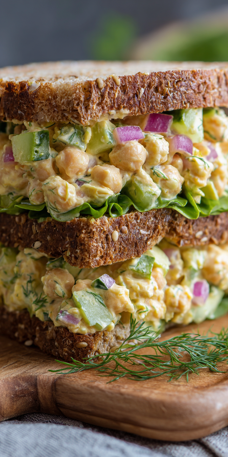 Chickpea Salad Sandwich High Protein Lunch served warm with cozy spices