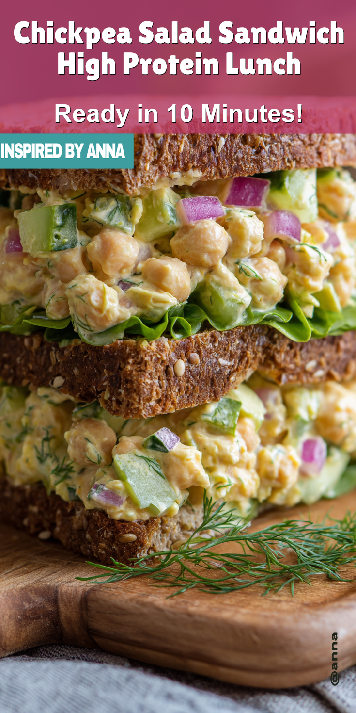 Chickpea Salad Sandwich High Protein Lunch served warm with cozy spices