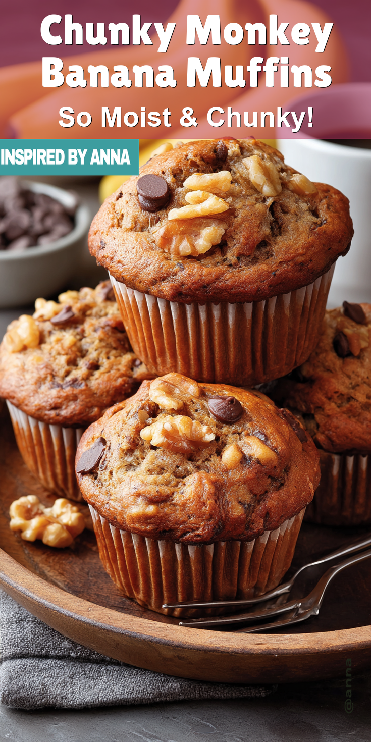 Chunky Monkey Banana Muffins served warm with cozy spices