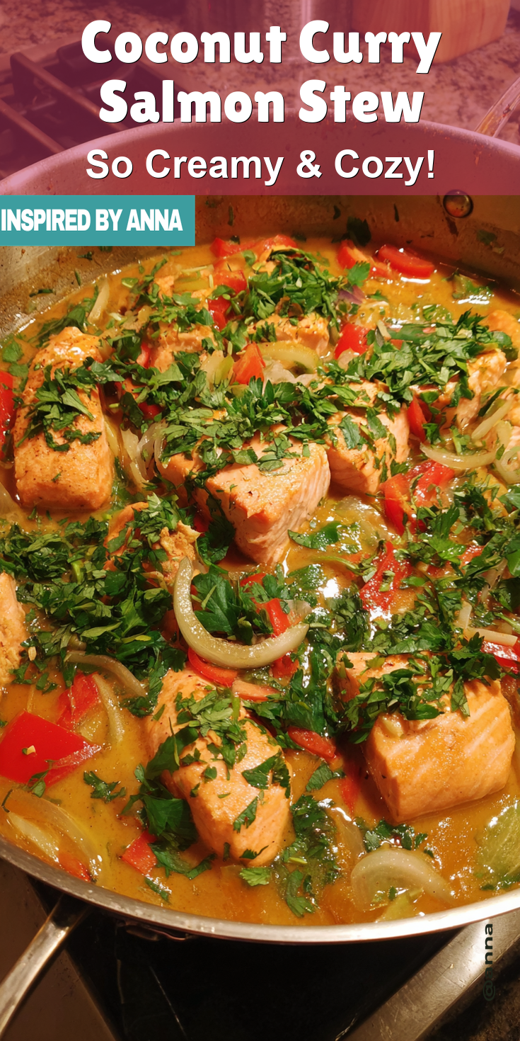 Coconut Curry Salmon Stew served warm with cozy spices