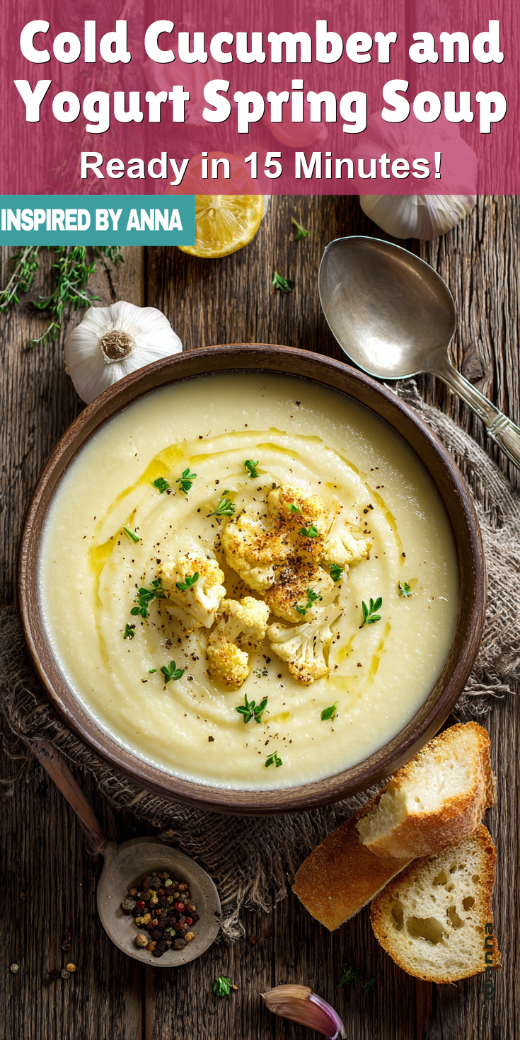 Cold Cucumber and Yogurt Spring Soup served warm with cozy spices