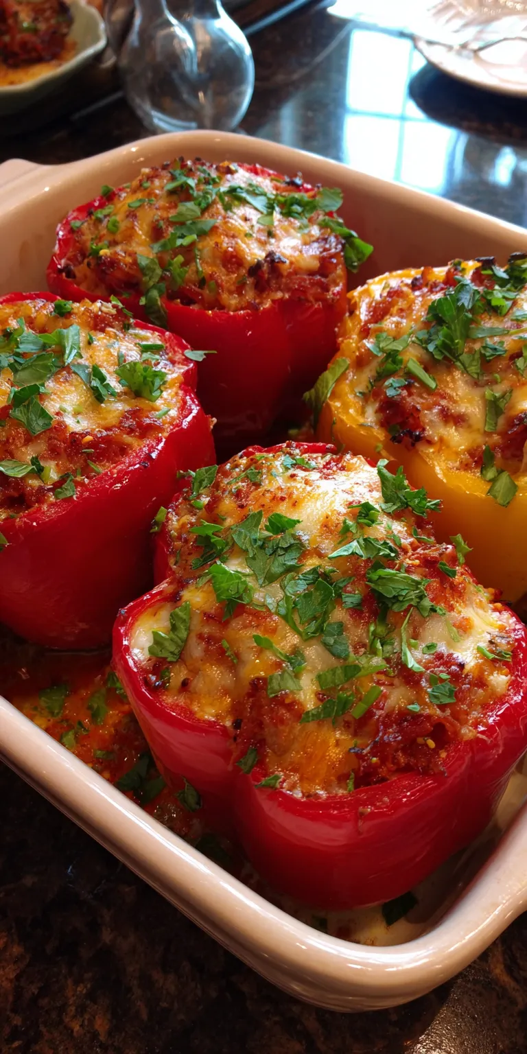 Corned Beef Stuffed Bell Peppers served warm with cozy spices