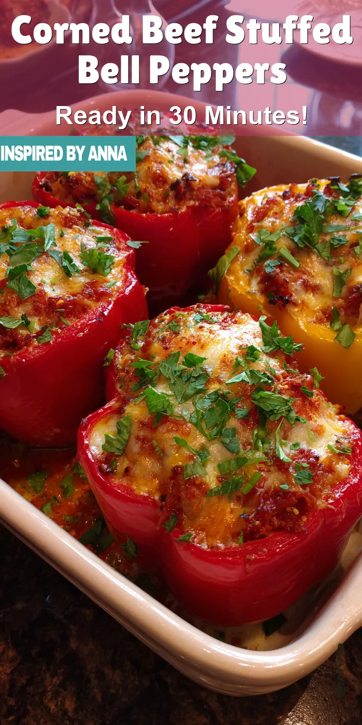 Corned Beef Stuffed Bell Peppers served warm with cozy spices