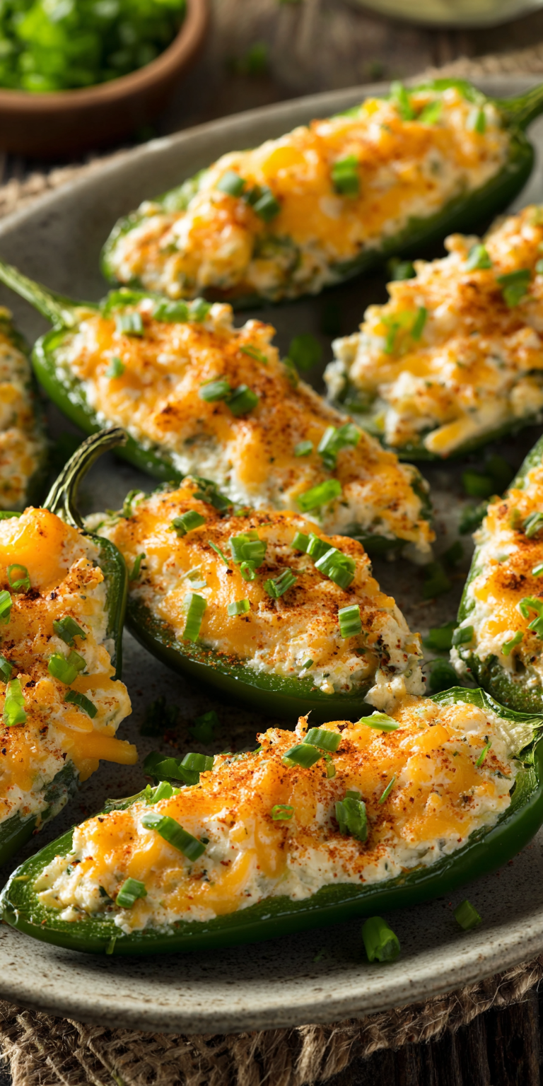 Cream Cheese Stuffed Jalapenos served warm with cozy spices