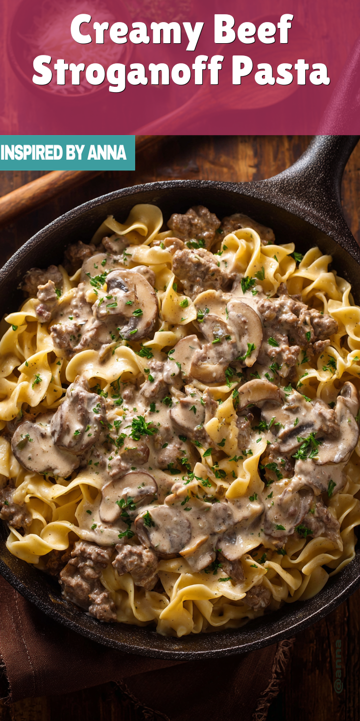Creamy Beef Stroganoff Pasta served warm with cozy spices