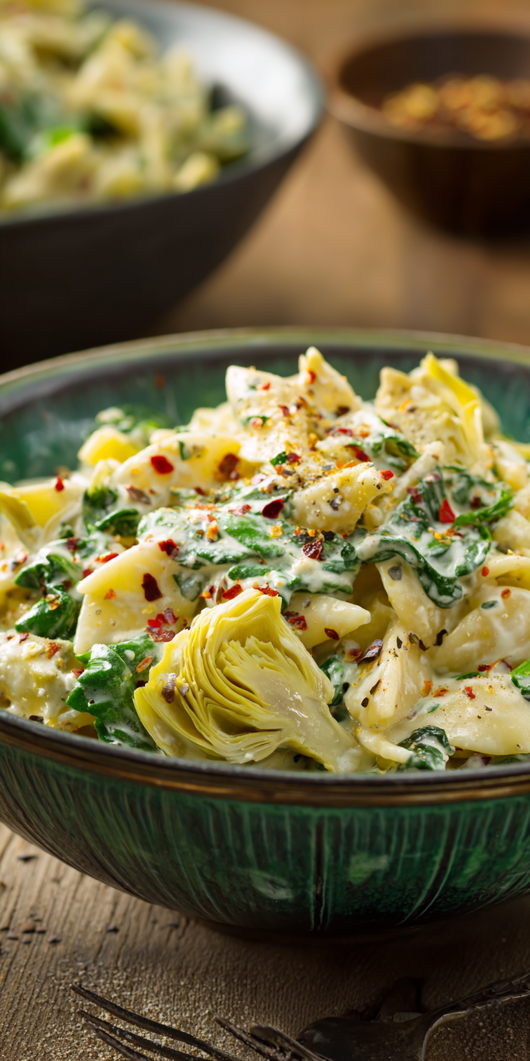 Creamy Spinach Artichoke Pasta Recipe