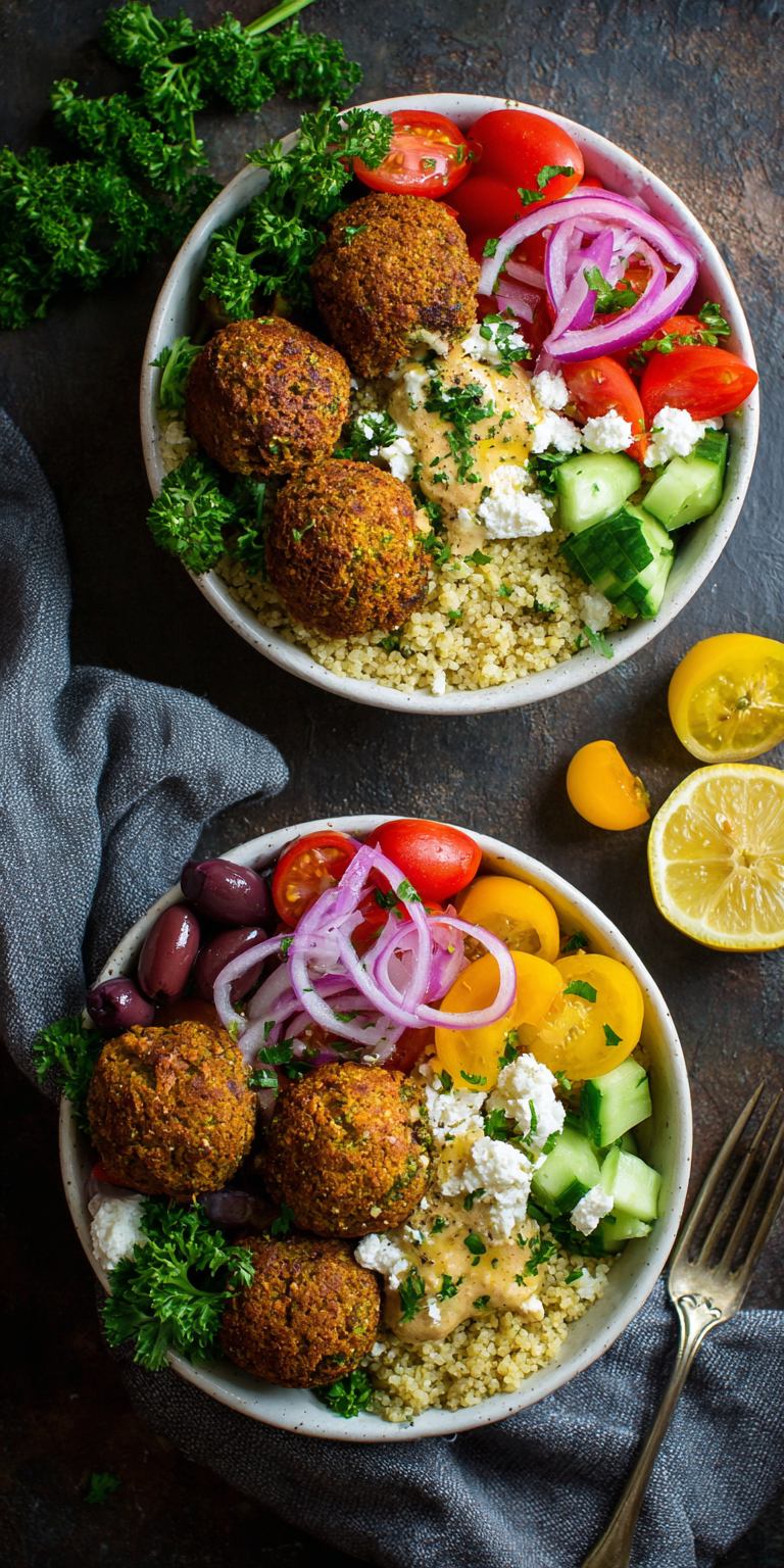 Crispy Falafel Mediterranean Bowl Recipe