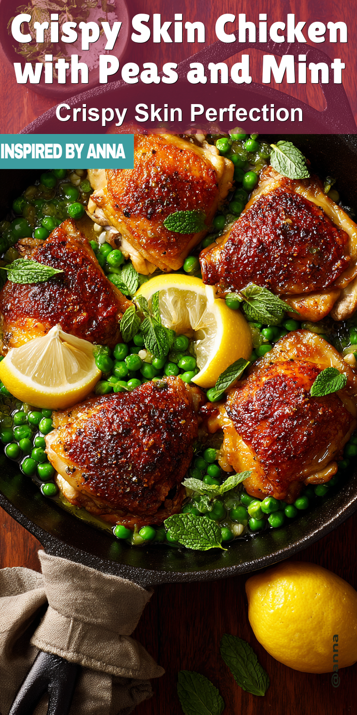 Crispy Skin Chicken with Peas and Mint served warm with gentle spices and a cozy aroma